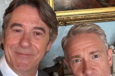 Adrian Lukis and Martin Freeman behind the scenes of 'Only Murders in the Building' Season 6