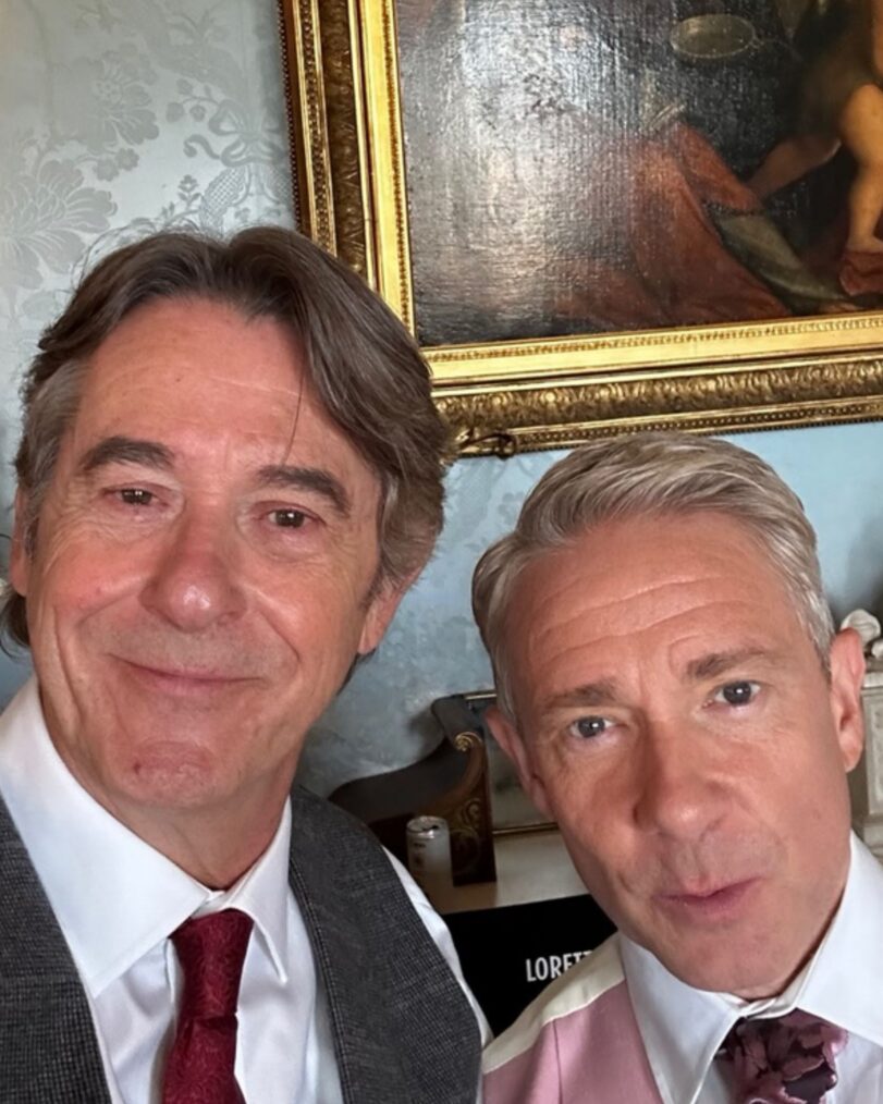 Adrian Lukis and Martin Freeman behind the scenes of 'Only Murders in the Building' Season 6