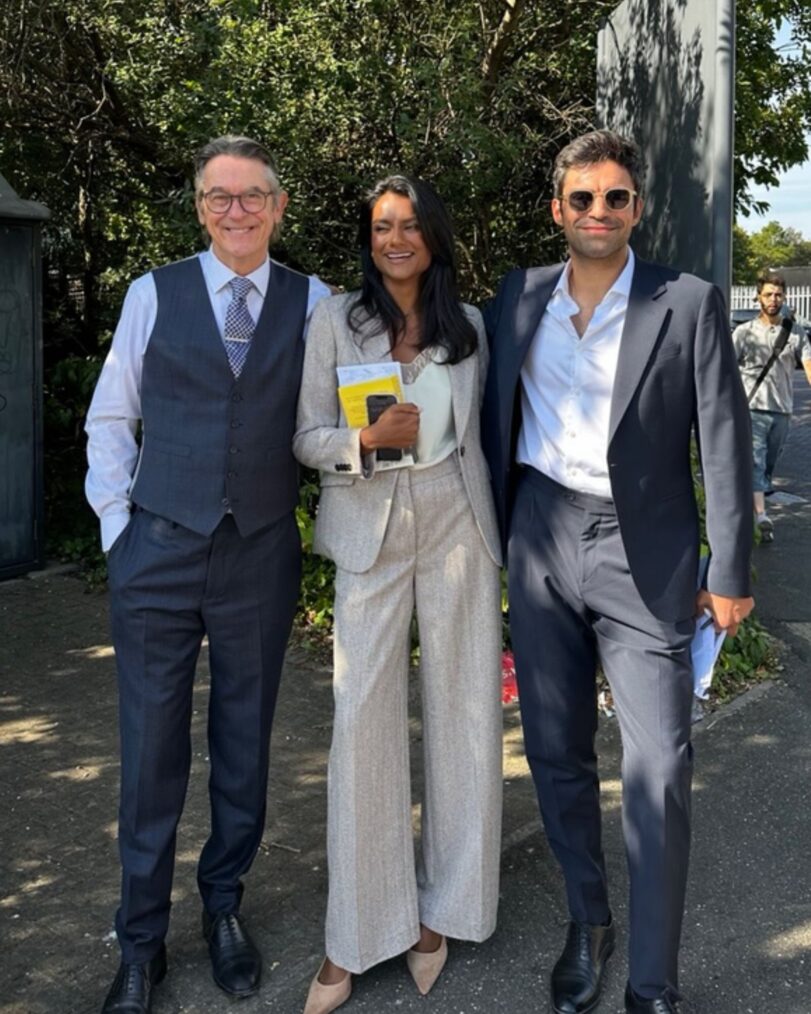 Adrian Lukis, Simone Ashley, and Sean Teale behind the scenes of 'Only Murders in the Building' Season 6