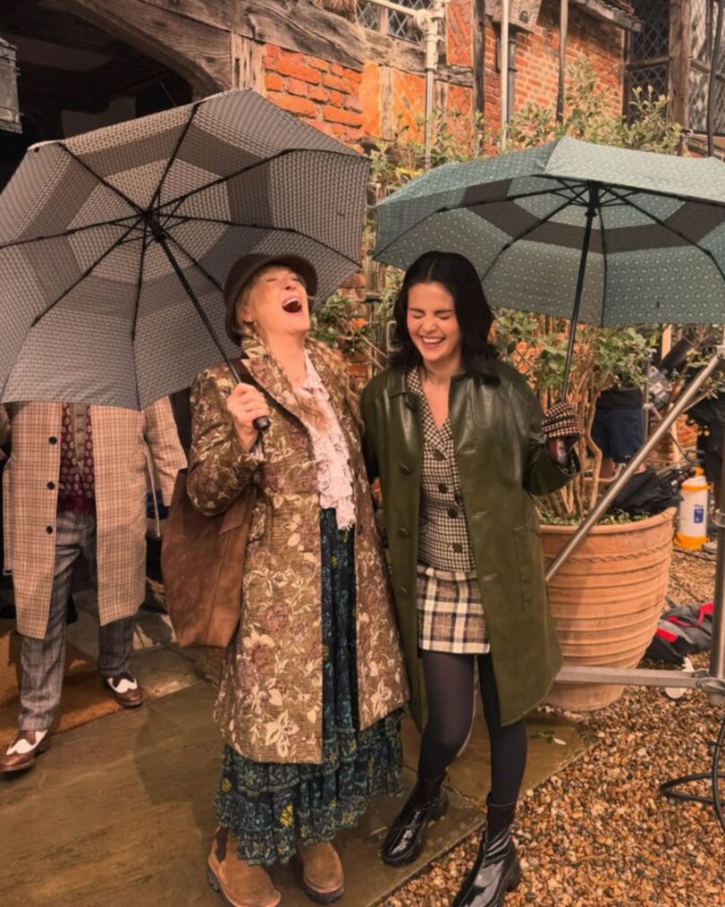 Meryl Streep and Selena Gomez behind the scenes of 'Only Murders in the Building' Season 6