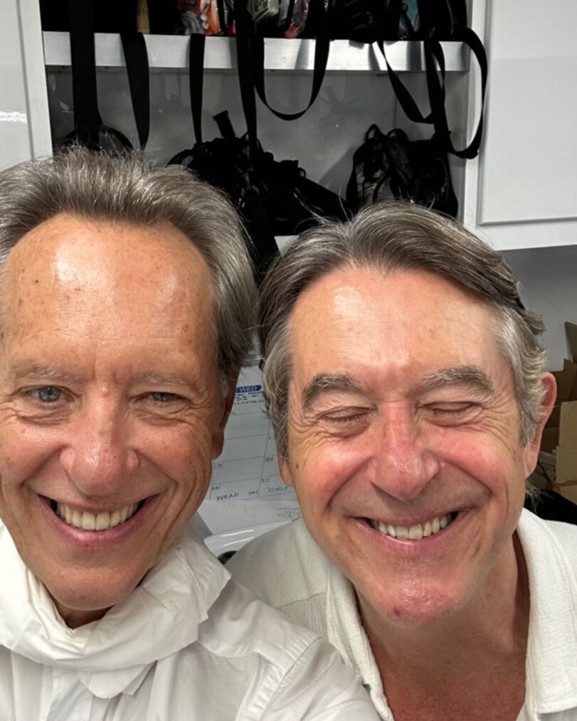 Richard E. Grant and Adrian Lukis behind the scenes of 'Only Murders in the Building' Season 6
