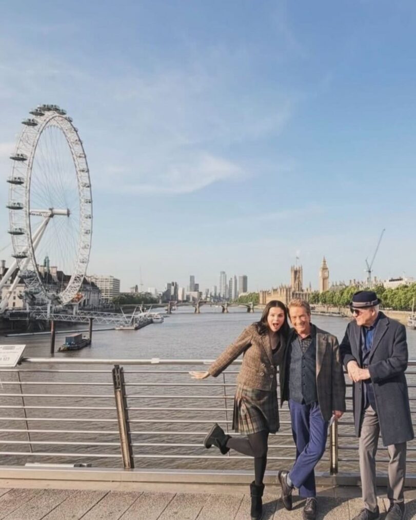 Selena Gomez, Martin Short, and Steve Martin behind the scenes of 'Only Murders in the Building' Season 6
