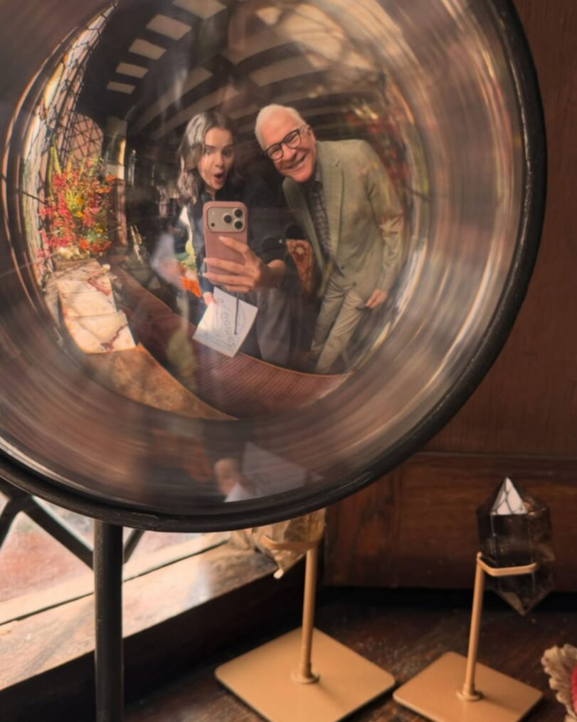 Selena Gomez and Steve Martin behind the scenes of 'Only Murders in the Building' Season 6