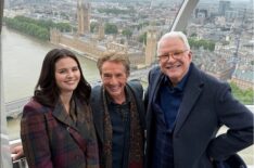 Selena Gomez, Martin Short, and Steve Martin behind the scenes of 'Only Murders in the Building' Season 6