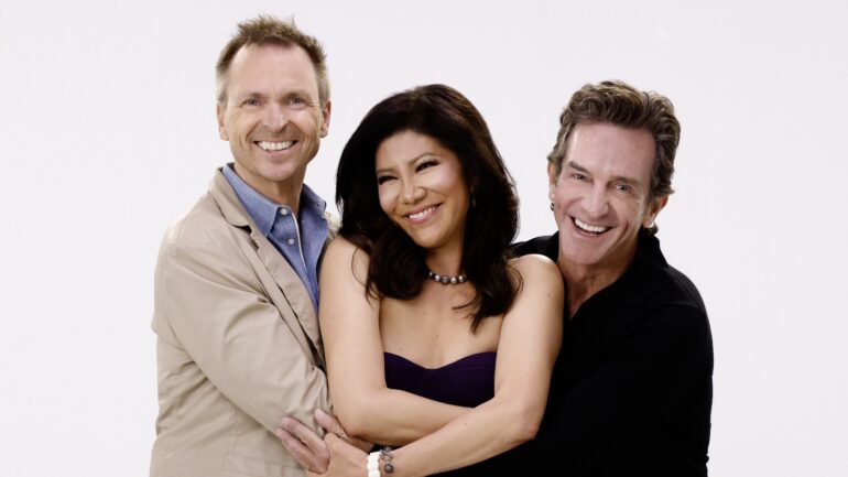 Phil Keoghan, Julie Chen Moonves, and Jeff Probst