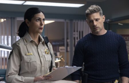Morena Baccarin as Sheriff Mickey Fox and Matt Lauria as Boone — 'Sheriff Country' Season 2 Premiere "Cyclone"