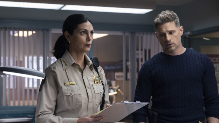 Morena Baccarin as Sheriff Mickey Fox and Matt Lauria as Boone — 'Sheriff Country' Season 2 Premiere 