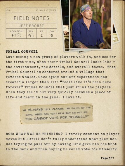 Jeff Probst Survivor 51 Episode 2 field notes