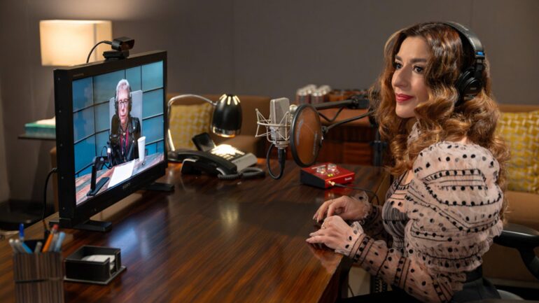 Sabrina Impacciatore with Terry Gross in 'The Paper' Season 2