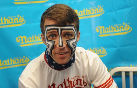 Tim Janus, aka Eater X, at Nathan's hot dog eating contest at Coney Island on July 4, 2015 in New York City.