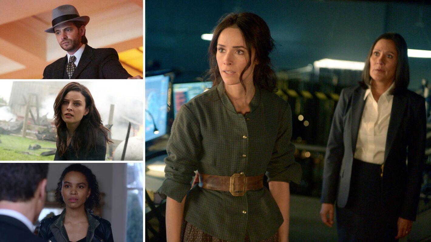 Aaron Stanford as James Cole in ‘12 Monkeys,’ Rachel Nichols as Keira Cameron in ‘Continuum,’ Nesta Cooper as Carly Shannon in ‘Travelers,’ Abigail Spencer as Lucy Preston and Sakina Jaffrey as Denise Christopher in ‘Timeless’