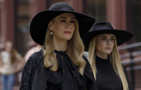 FX's "American Horror Story 13" -- Pictured: (l-r) Sarah Paulson as Cordelia Goode, Emma Roberts as Madison Montgomery. CR: Eric Liebowitz/FX