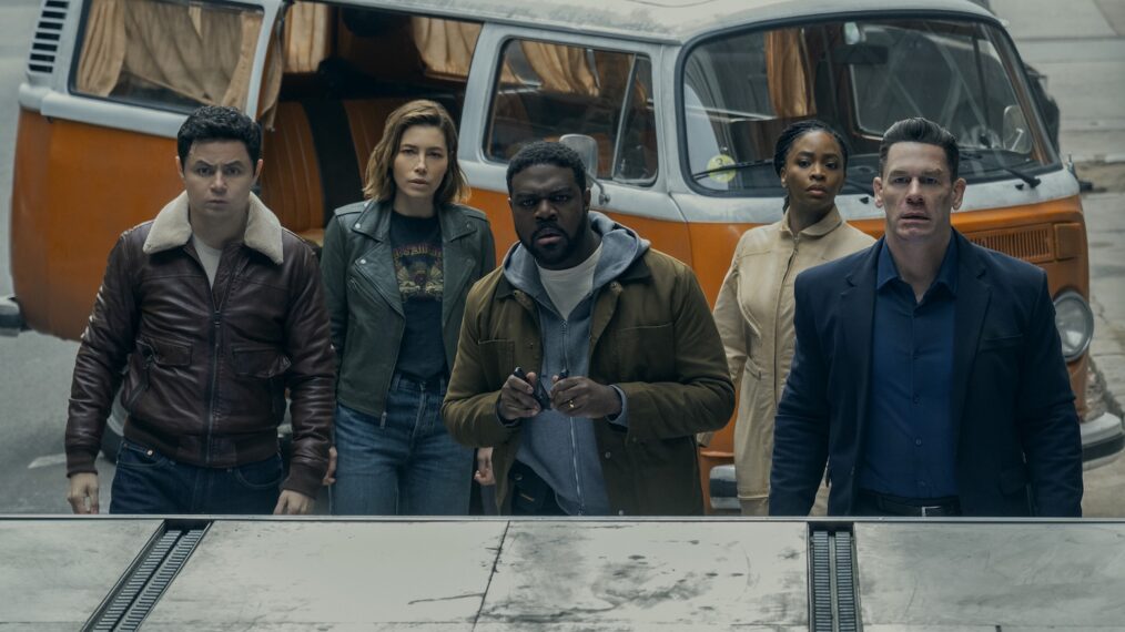 Arturo Castro, Jessica Biel, Sam Richardson, Teyonah Parris, and John Cena, 'Matchbox The Movie,' Apple TV, premieres October 9, 2026.