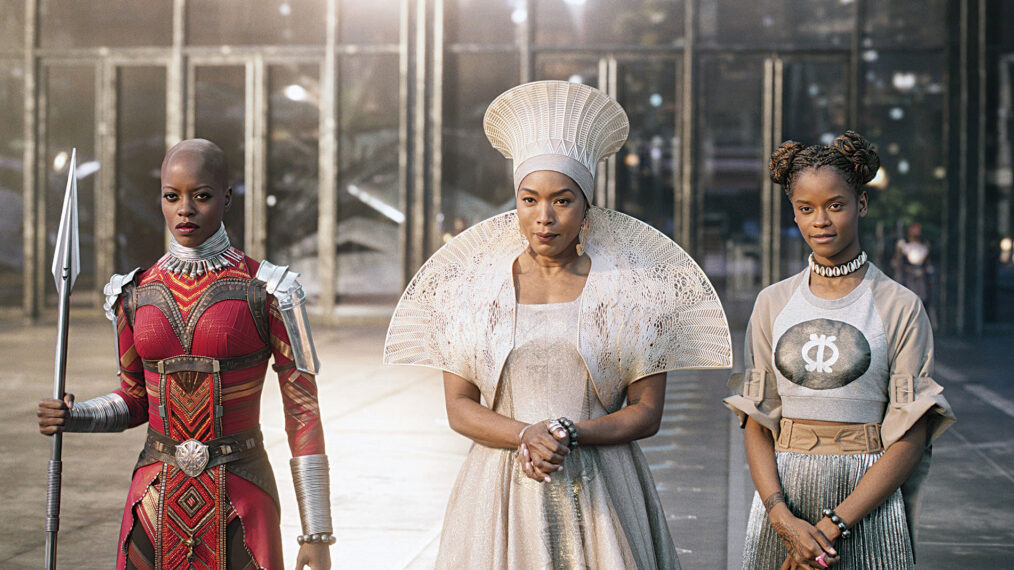 BLACK PANTHER, from left: Florence Kasumba, Angela Bassett, Letitia Wright, 2018. © Marvel / © Walt Disney Studios Motion Pictures /Courtesy Everett Collection