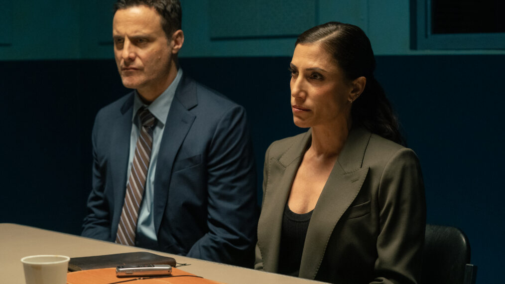 L-R: Dominic Fumusa as Detective Melvin Oliva and Kadia Saraf as Detective Claudette Wallace in Dexter: Resurrection, episode 1, season 2, streaming on Paramount+, 2026. Photo Credit: Matt Infante/Paramount+.