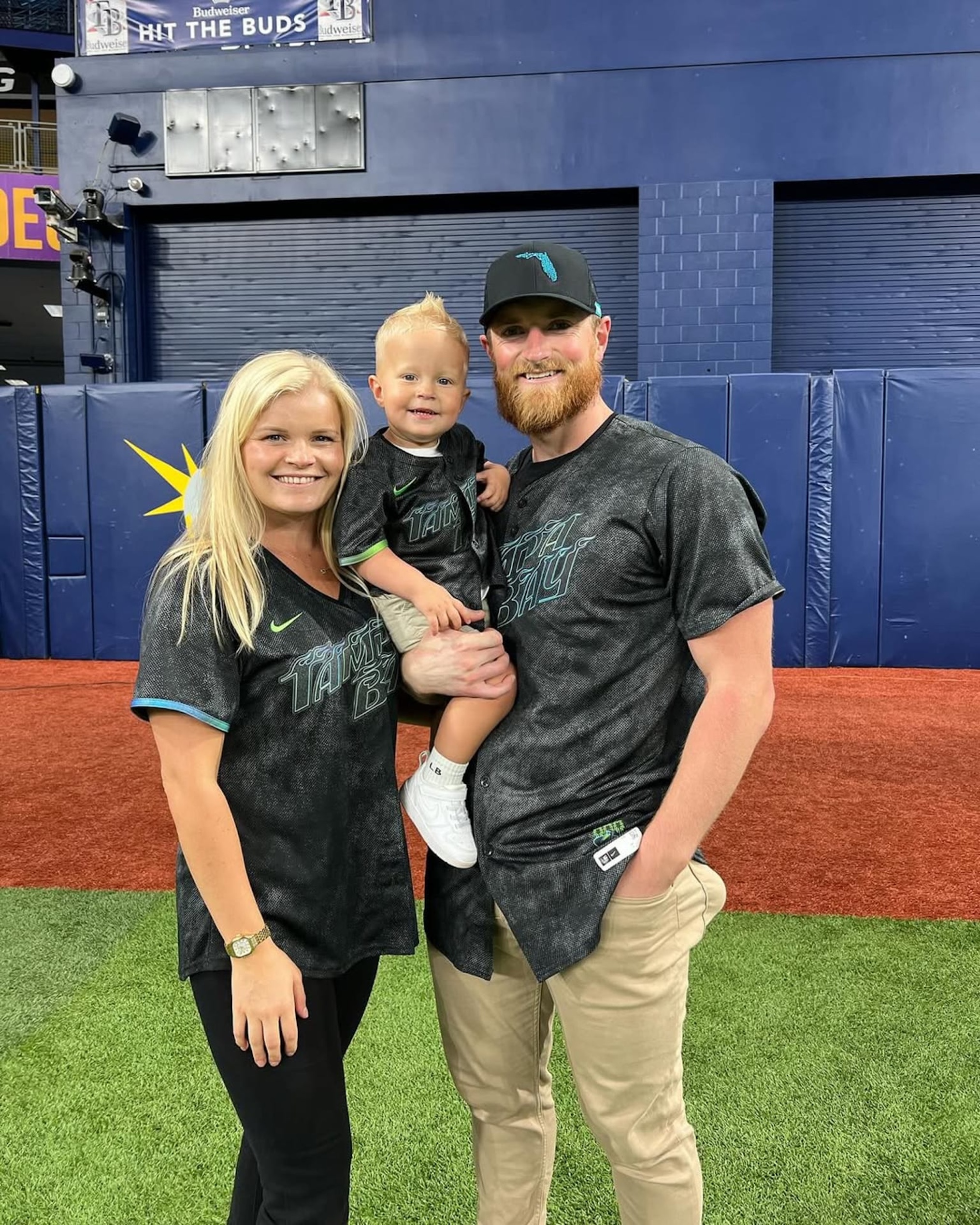 Drew Rasmussen, wife Stevie, and son