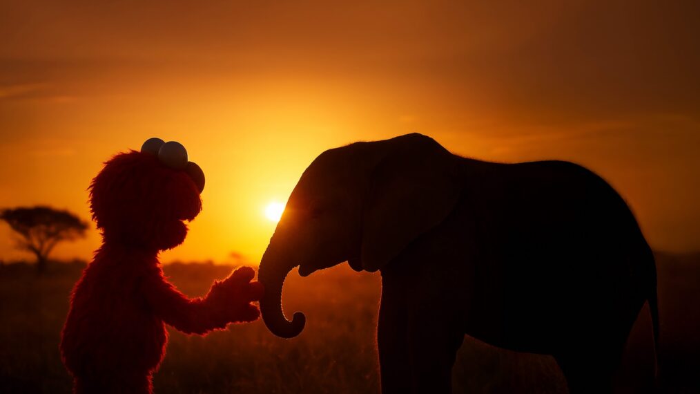 Elmo with a young elephant, 'Nature,' PBS, Season 45, premieres October 14, 2026.