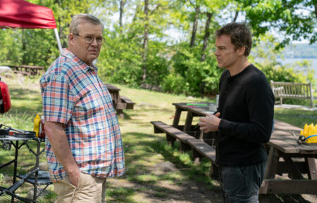 L-R: Eric Stonestreet as Al and Michael C. Hall as Dexter Morgan in Dexter: Resurrection, episode 1, season 2, streaming on Paramount+, 2026. Photo Credit: Matt Infante/Paramount+.
