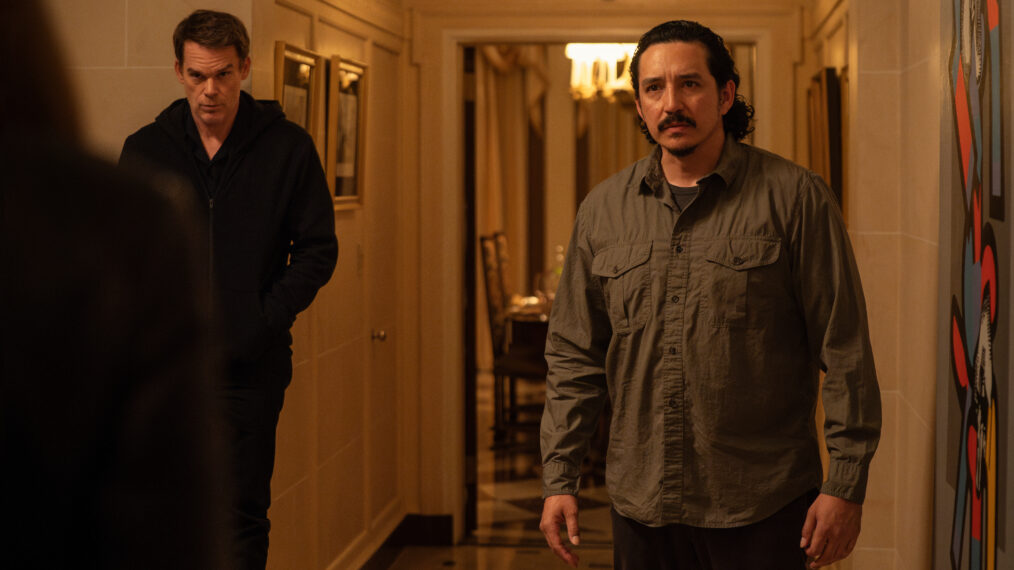L-R: Michael C. Hall as Dexter Morgan and Gabriel Luna as Ray Ballard in Dexter: Resurrection, episode 3, season 2, streaming on Paramount+, 2026. Photo Credit: Matt Infante/Paramount+.