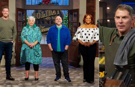 Jesse Palmer, Nancy Fuller, Duff Goldman, and Kardea Brown, 'Holiday Baking Championship' Season 12, Food Network, 2025; Bobby Flay on 'Beat Bobby Flay: Holiday Throwdown' Season 4, Food Network, 2025.