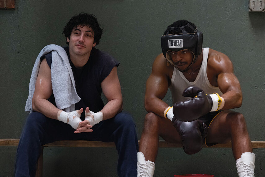 (L to R) Anthony Ippolito as Sylvester Stallone and Stephen James as Carl Weathers in I PLAY ROCKY, from Amazon MGM Studios.