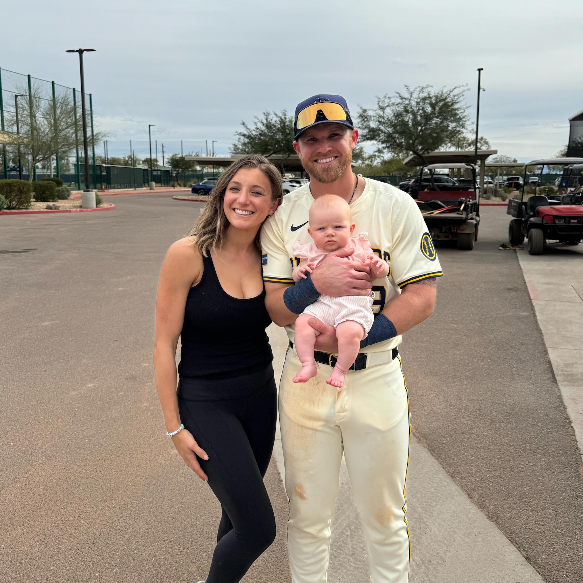 Jake Bauers, wife, and baby