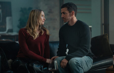 L-R Joanne Froggatt as Jan Da Souza and Alex Fine as Donnie In MobLand, episode 5, season 2, streaming on Paramount+, 2026. Photo Credit: Luke Varley/Paramount+