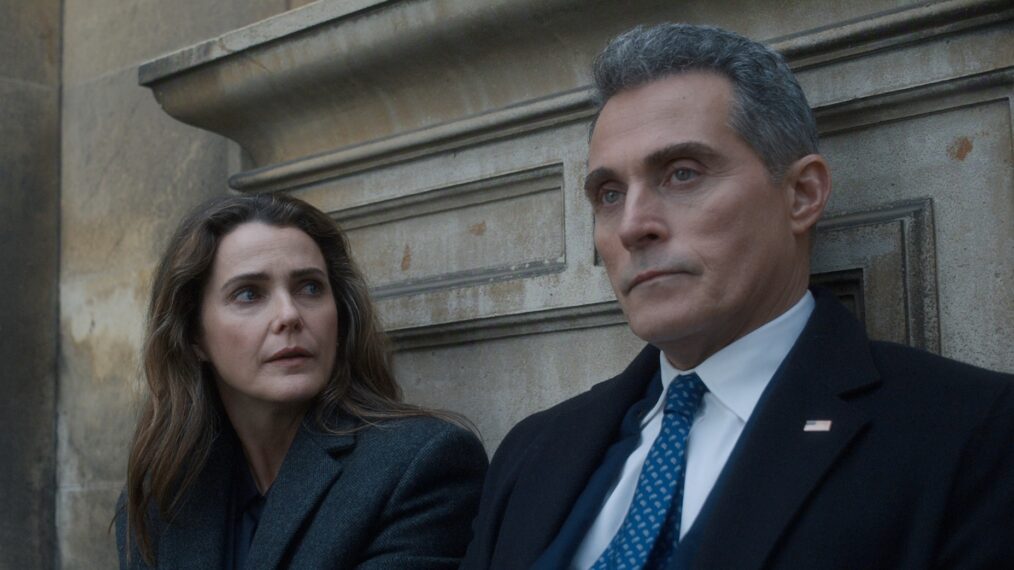Keri Russell and Rufus Sewell, 'The Diplomat,' Season 4, Episode 1, Netflix, October 15, 2026.