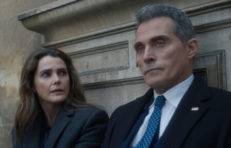 Keri Russell and Rufus Sewell, 'The Diplomat,' Season 4, Episode 1, Netflix, October 15, 2026.
