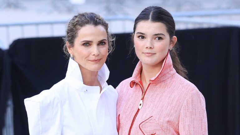 Keri Russell and Willa Lou Deary attend the Louis Vuitton Womenswear Spring/Summer 2027 show as part of Paris Fashion Week