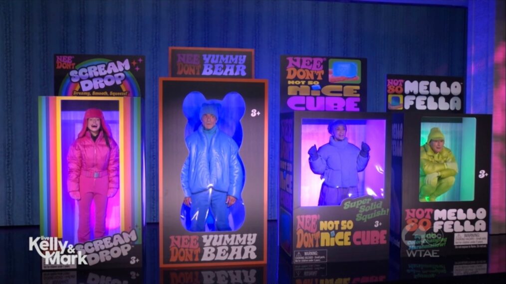 Kelly Ripa, Mark Consuelos, Déjà Vu, & Michael Gelman as Squishy Toys, 'Live With Kelly and Mark' Halloween, October 30, 2026.