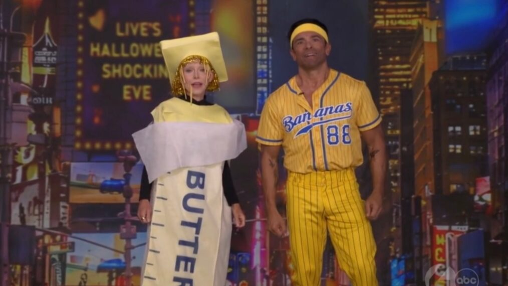 Kelly Ripa as Butter & Mark Consuelos as a Savannah Bananas Player, 'Live With Kelly and Mark' Halloween, October 30, 2026.