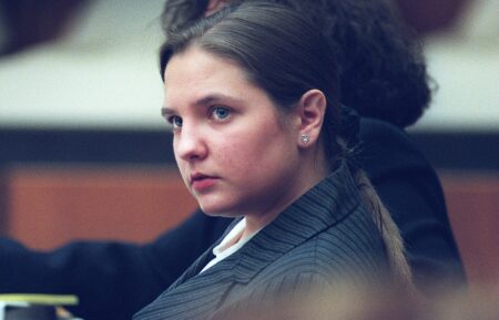 CAMBRIDGE, MA - OCTOBER 8: Louise Woodward listens to testimony during her murder trial at Middlesex Court. (Photo by John Blanding/The Boston Globe via Getty Images)