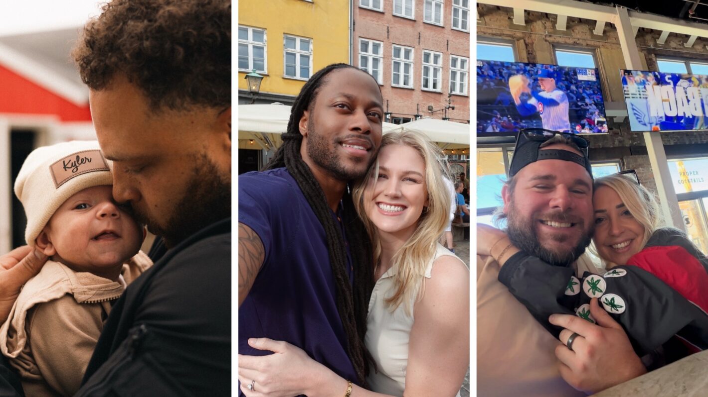 Devonta Anderson and his baby, Vic St. John and Christine Hamilton, and Jordan Faeth and his girlfriend Sophia of 'Love Is Blind' Season 10