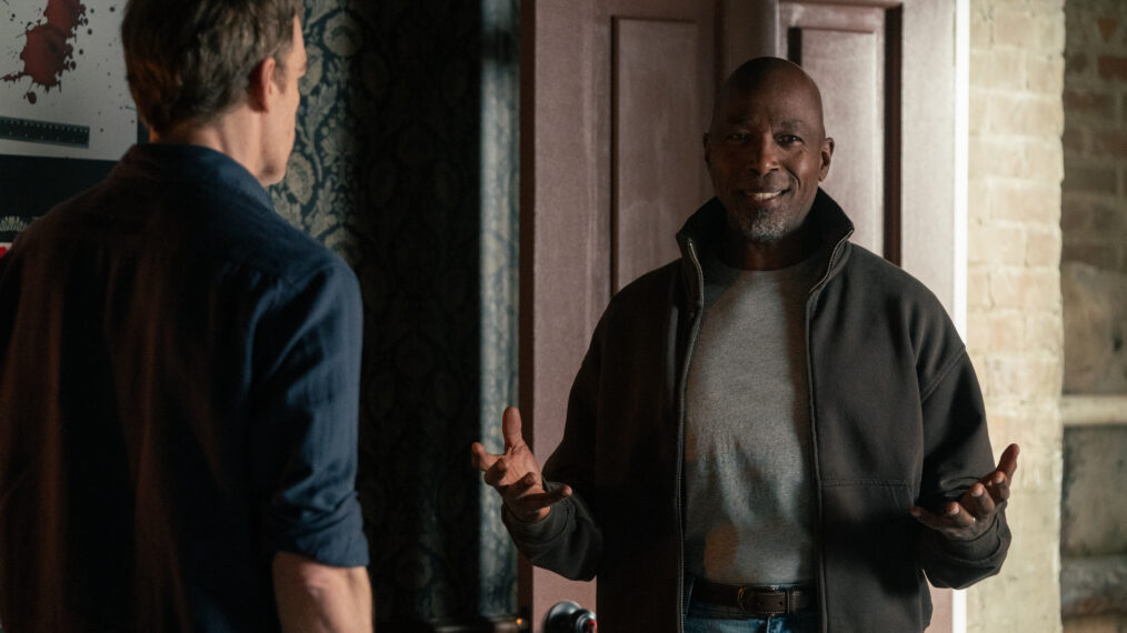 L-R: Michael C. Hall as Dexter Morgan and Ntare Guma Mbaho Mwine as Blessing Kamara in Dexter: Resurrection, episode 1, season 2, streaming on Paramount+, 2026. Photo Credit: Matt Infante/Paramount+.