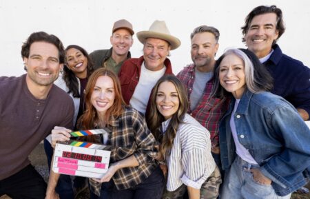 Scott McGillivray, Mika Kleinschmidt, Mina Starsiak Hawk, Brian Kleinschmidt, Ty Pennington, Sabrina Soto, Anthony Carrino, Paige Davis, Carter Oosterhouse, 'Rock the Block' Season 8 cast photo, HGTV, premieres 2027.