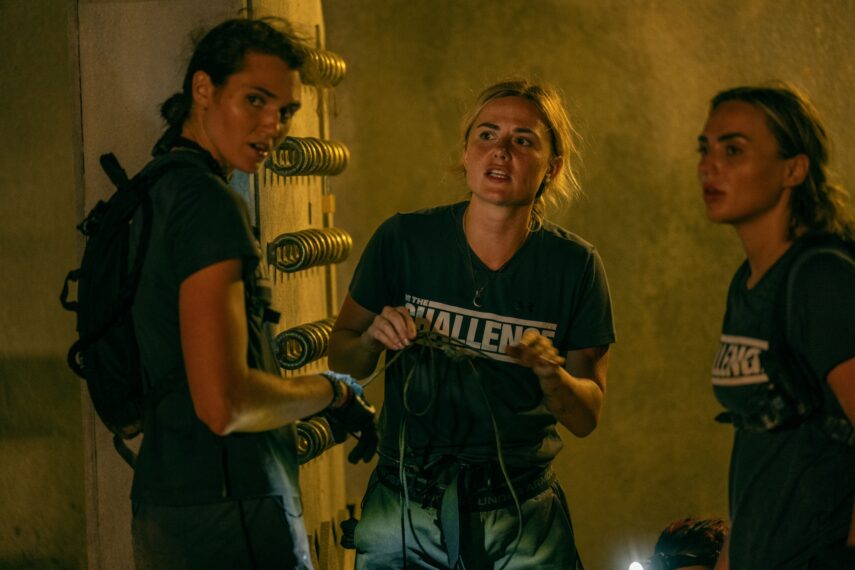 L-R: Alexis Lete, Cassidy Clark, Adrienne Naylor in The Challenge, episode 1, season 42, streaming on Paramount+, 2026. Photo Credit: Jonne Roriz/Paramount+.