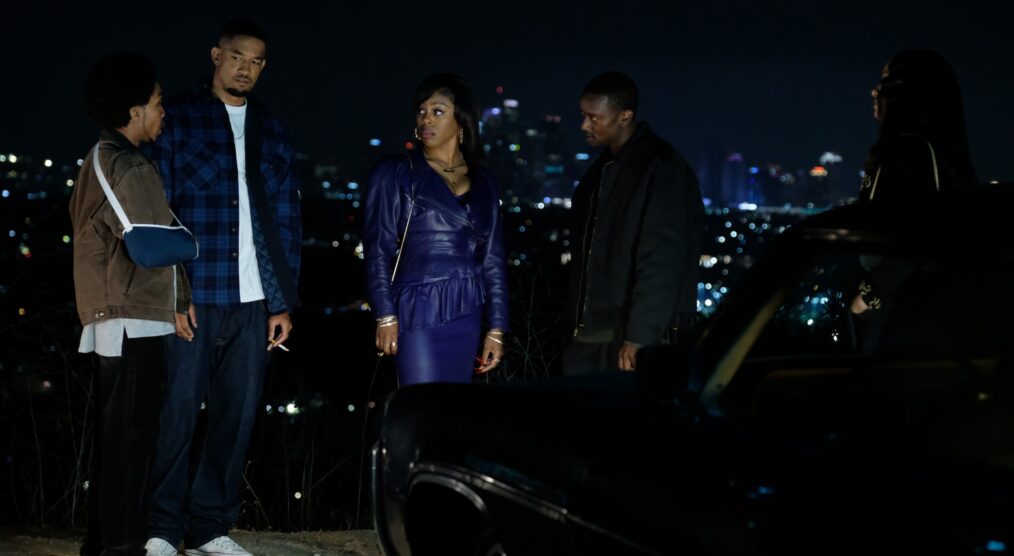 FX's The Drop: A Snowfall Saga -- “Hercules” -- Season 1, Episode 8 (Airs Tuesday, October 27) -- Pictured: (l-r) Asante Blackk as Lamar Kinsey, Peyton Alex Smith as James Kinsey, Gail Bean as Wanda Bell, Simmie Sims III as Artillery, Aleyse Shannon as Dara. -- CR: Ray Mickshaw/FX
