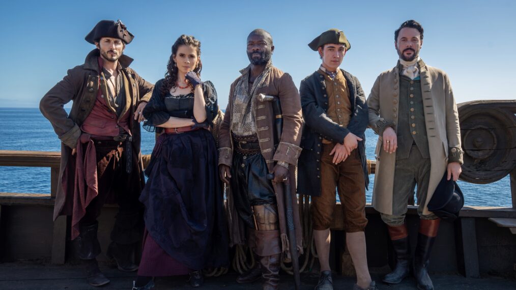 Tomer Capone, Hayley Atwell, David Oyelowo, Tom Sweet, and Jack Huston, 'Treasure Island,' Season 1, Episode 2, MGM+, 2026.
