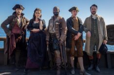 Tomer Capone, Hayley Atwell, David Oyelowo, Tom Sweet, and Jack Huston, 'Treasure Island,' Season 1, Episode 2, MGM+, 2026.
