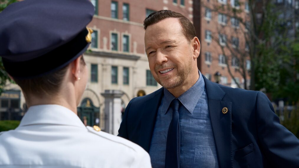 Maggie Lawson as Sarah Silver and Donnie Wahlberg as Danny Reagan in 'Boston Blue' Season 2 Episode 1