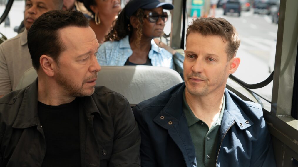 Donnie Wahlberg as Danny Reagan and Will Estes as Jamie Reagan in 'Boston Blue' Season 2 Episode 5