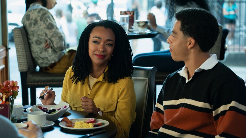 Sonequa Martin-Green as Lena Silver and Marcus Scribner as Jonah Silver in 'Boston Blue' Season 2 Episode 5