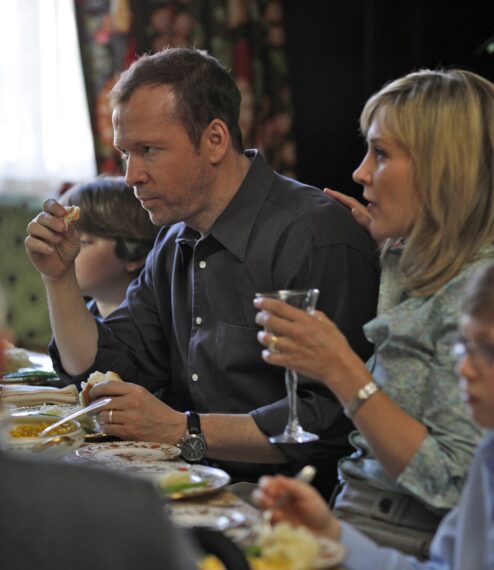 Donnie Wahlberg and Amy Carlson in the 'Boston Blue' pilot