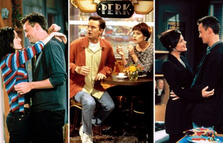 Courteney Cox, Paget Brewster and Sherilyn Fenn with Matthew Perry on 'Friends'