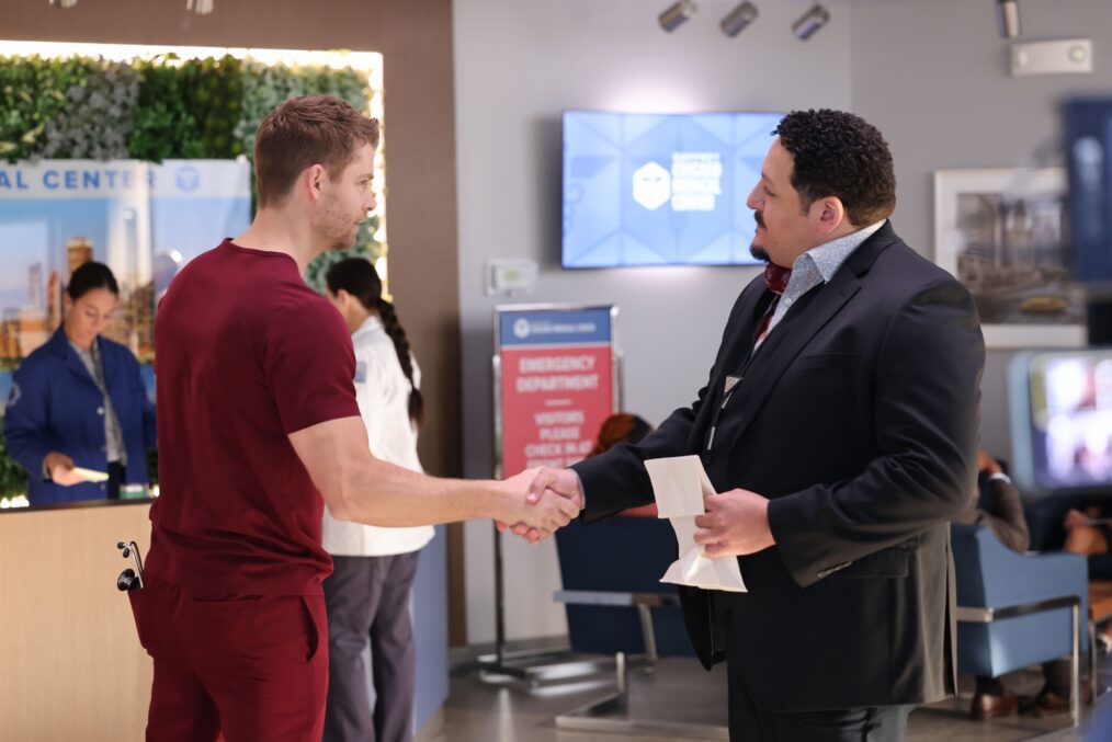 Luke Mitchell as Dr. Mitch Ripley, Michael Alix as Bruno — 'Chicago Med' Season 12 Premiere "Shots Fired"