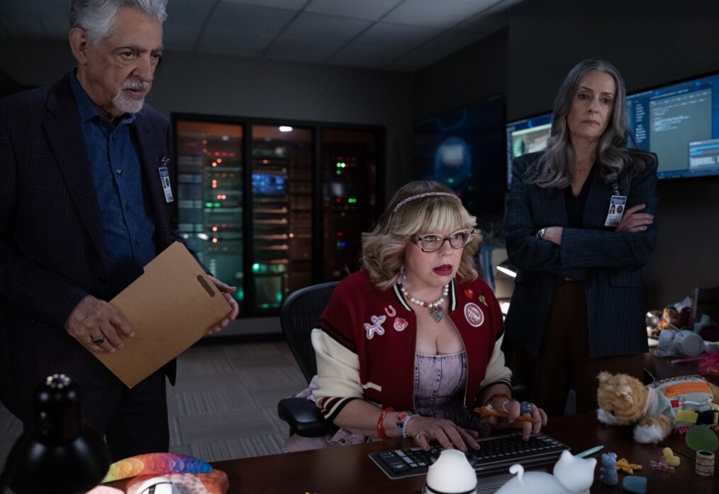 Joe Mantegna as David Rossi, Kirsten Vangsness as Penelope Garcia and Paget Brewster as Emily Prentiss — 'Criminal Minds: Evolution' Season 20