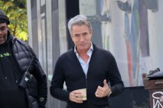 Dermot Mulroney is seen at 'The Families Stone 2' set in Downtown, Manhattan on October 21, 2026 in New York City.