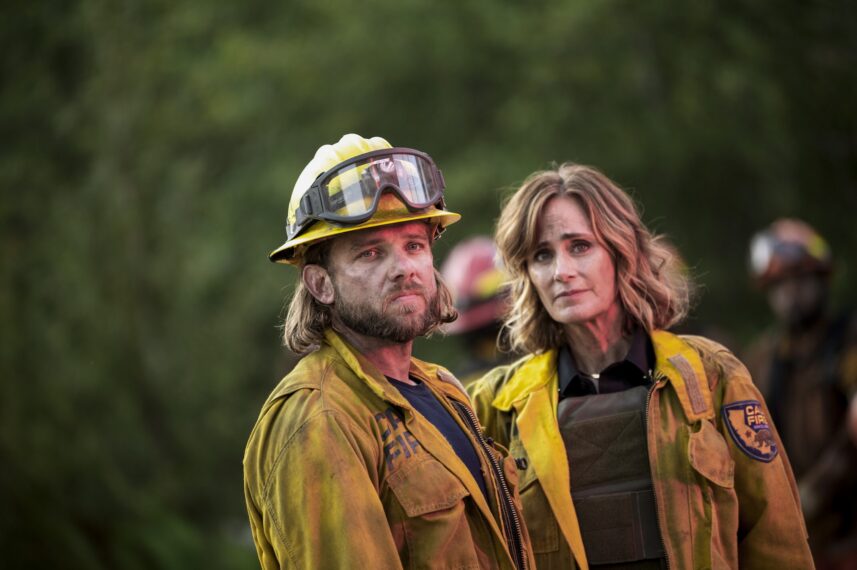 Max Thieriot as Bode Leone and Diane Farr as Sharon Leone — 'Fire Country' Season 5 Episode 2 "Fire Under Fire"