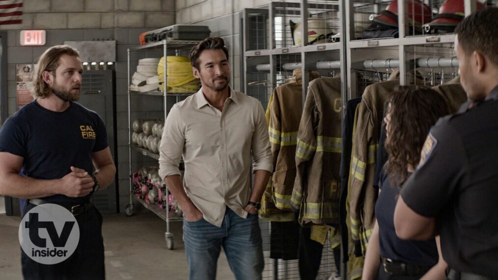 Max Thieriot as Bode, Jay Hayden as Mason, and Jordan Calloway as Jake — 'Fire Country' Season 5 Episode 6